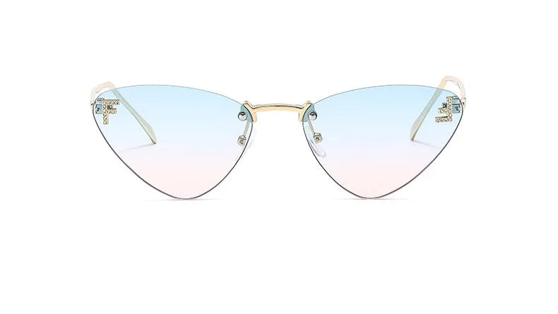 lunette de soleil bleu rose œil de chat