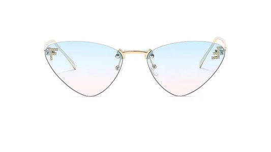 lunette de soleil bleu rose œil de chat