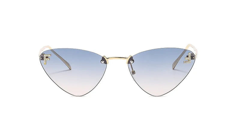 lunette de soleil œil de chat bleu foncé